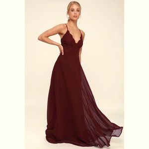 Burgundy Lace Top Maxi Dress